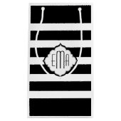 Geometrisch patroon met zwarte en witte strepen klein cadeauzakje (Voorkant)