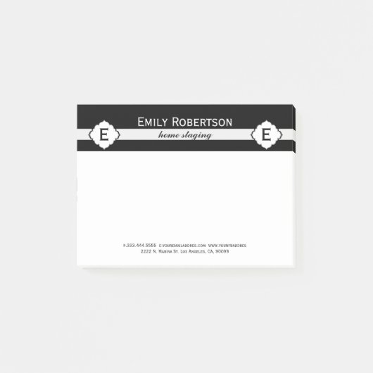 Geometrisch patroon met zwarte en witte strepen post-it® notes (Voorkant)