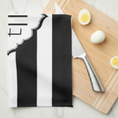 Geometrisch patroon met zwarte en witte strepen theedoek (Quarter Fold)