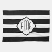 Geometrisch patroon met zwarte en witte strepen theedoek (Horizontaal)