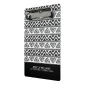Geometrisch patroon met zwarte en witte tribale mini klembord (Angled2)