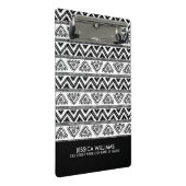 Geometrisch patroon met zwarte en witte tribale mini klembord (Schuin)