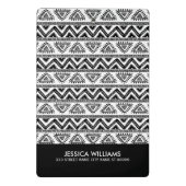Geometrisch patroon met zwarte en witte tribale mini klembord (Achterkant)