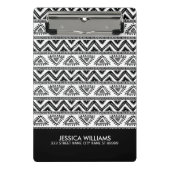 Geometrisch patroon met zwarte en witte tribale mini klembord (Voorkant)