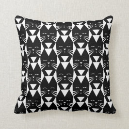 Geometrisch patroon met zwarte kat kussen