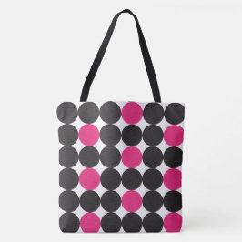 Geometrisch patroon met zwarte Stippen Tote Bag
