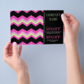 Geometrisch patroon Mode Roze en Zwarte Chevron Flyer (Hand)