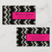 Geometrisch Patroon Mode roze Zwart Wit Chevron Visitekaartje (Voorkant / Achterkant)
