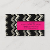 Geometrisch Patroon Mode roze Zwart Wit Chevron Visitekaartje (Achterkant)