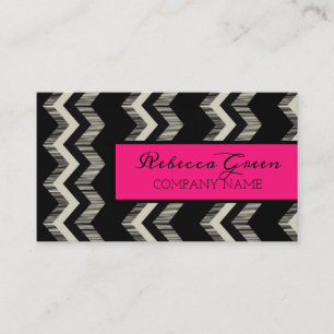 Geometrisch Patroon Mode roze Zwart Wit Chevron Visitekaartje