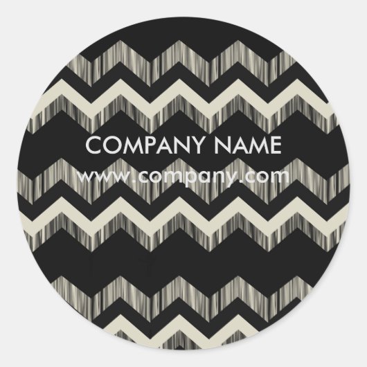 Geometrisch Patroon Mode Zwart-wit Chevron Ronde Sticker (Voorkant)