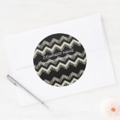 Geometrisch Patroon Mode Zwart-wit Chevron Ronde Sticker (Envelop)