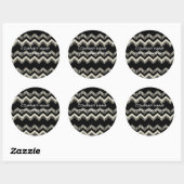 Geometrisch Patroon Mode Zwart-wit Chevron Ronde Sticker (Vel)