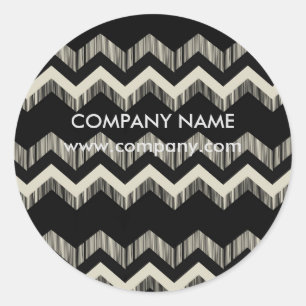Geometrisch Patroon Mode Zwart-wit Chevron Ronde Sticker