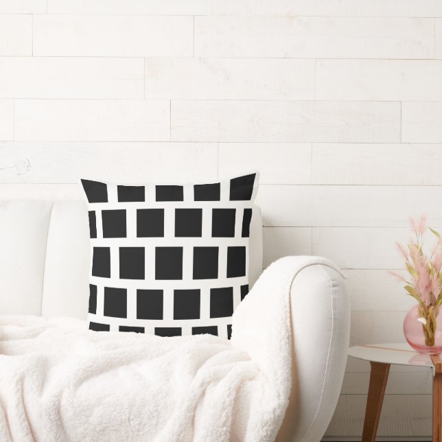 Geometrisch Patroon Modern Black and White Throw P Kussen (Bank)