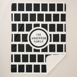 Geometrisch Patroon Modern Black en White Sherpa B Deken