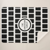 Geometrisch Patroon Modern Black en White Sherpa B Deken (Voorkant (horizontaal))