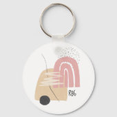 Geometrisch Patroon Modern Design Monogram Sleutelhanger (Voorkant)