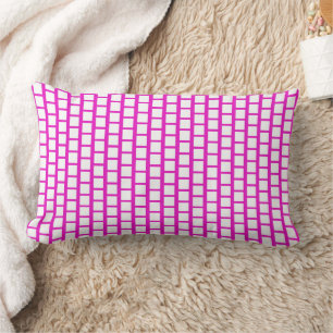 Geometrisch Patroon Modern Hot Pink en White Kussen