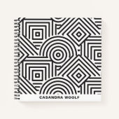 Geometrisch patroon Modern Zwart & Wit Notitieboek (Voorkant)