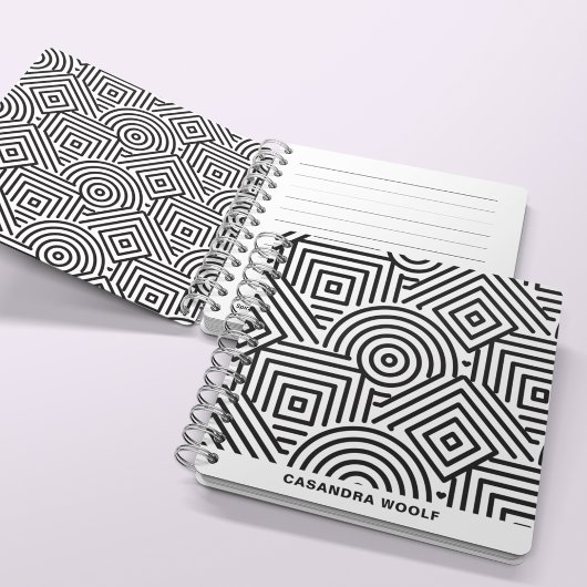 Geometrisch patroon Modern Zwart & Wit Notitieboek