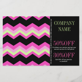 Geometrisch patroon Modieus roze en zwart Chevron Flyer
