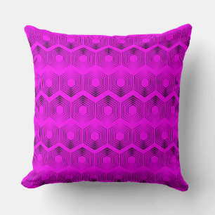 geometrisch patroon neon fuchsia kleur kussen
