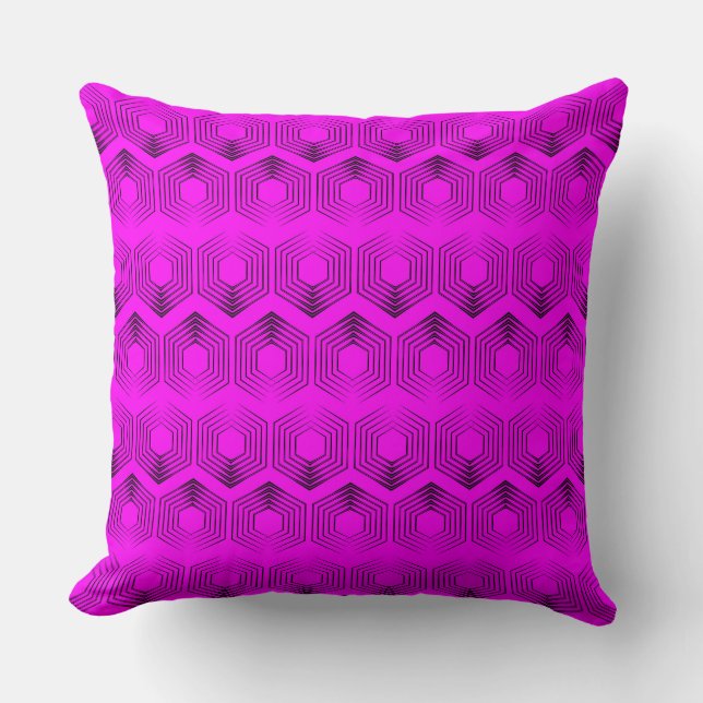 geometrisch patroon neon fuchsia kleur kussen (Voorkant)