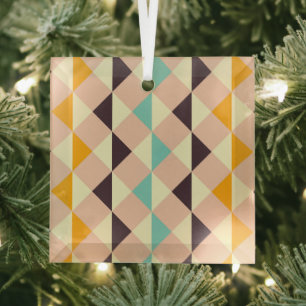 Geometrisch patroon overlappende diamanten en drie glas ornament