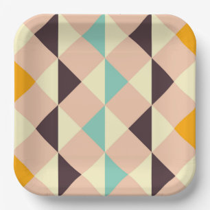 Geometrisch patroon overlappende diamanten en drie papieren bordje