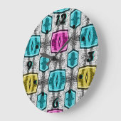 Geometrisch patroon retro jaren zestig grote klok (Hoek)