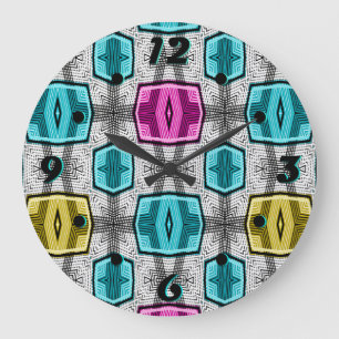 Geometrisch patroon retro jaren zestig grote klok
