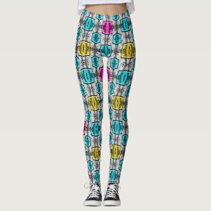 Geometrisch patroon retro jaren zestig leggings