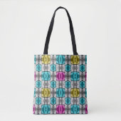 Geometrisch patroon retro jaren zestig tote bag (Voorkant)