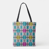 Geometrisch patroon retro jaren zestig tote bag (Achterkant)