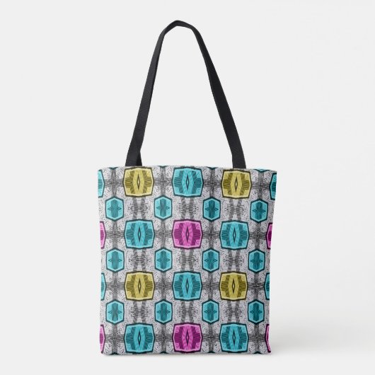 Geometrisch patroon retro jaren zestig tote bag (Achterkant)