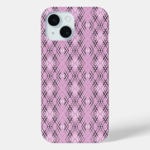Geometrisch patroon retro roze diamanten iPhone 15 case