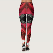 Geometrisch patroon rode rozen en zwarte diamanten leggings (Achterkant)