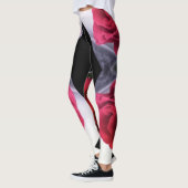 Geometrisch patroon rode rozen en zwarte diamanten leggings (Links)