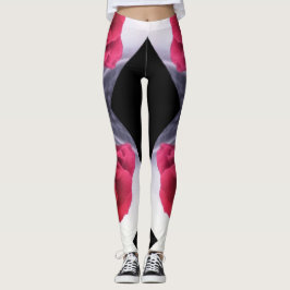 Geometrisch patroon rode rozen en zwarte diamanten leggings