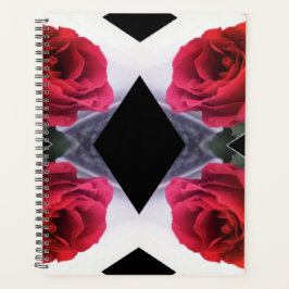 Geometrisch patroon rode rozen en zwarte diamanten planner