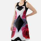 Geometrisch patroon rode rozen en zwarte diamanten schort (Insitu)