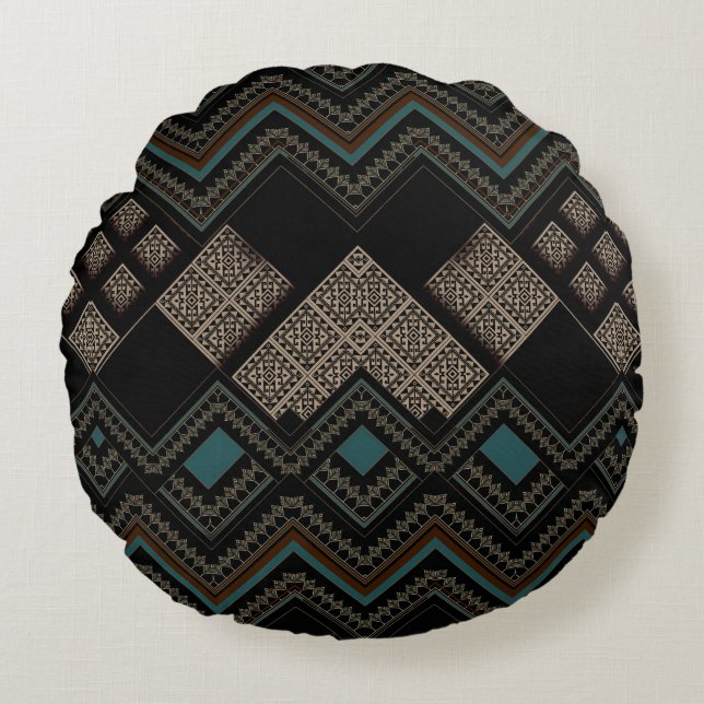 Geometrisch patroon  rond kussen (Voorkant)