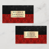 Geometrisch patroon | Rood bekleed | Gouden frame Visitekaartje (Voorkant / Achterkant)