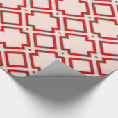 Geometrisch patroon Rood en Roze Cadeaupapier (Hoek)