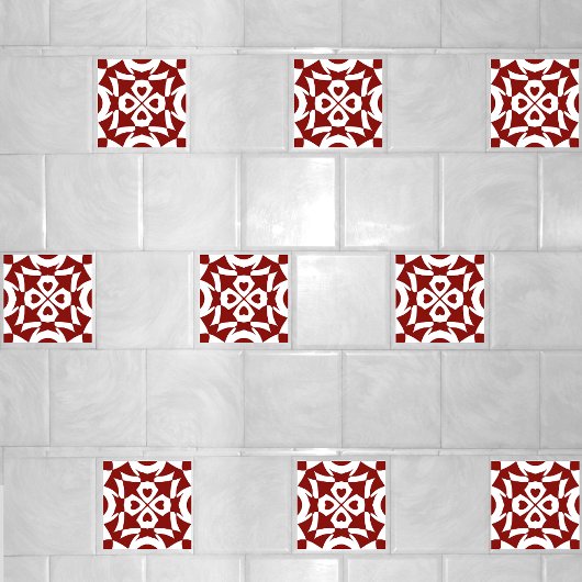 Geometrisch patroon rood en wit tegeltje