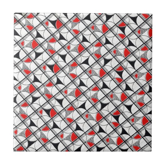  Geometrisch Patroon Rood Zwart wit Tegeltje (Voorkant)