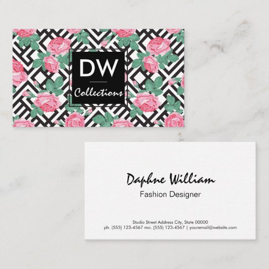 Geometrisch patroon roos ventilator visitekaartje (Voorkant / Achterkant)