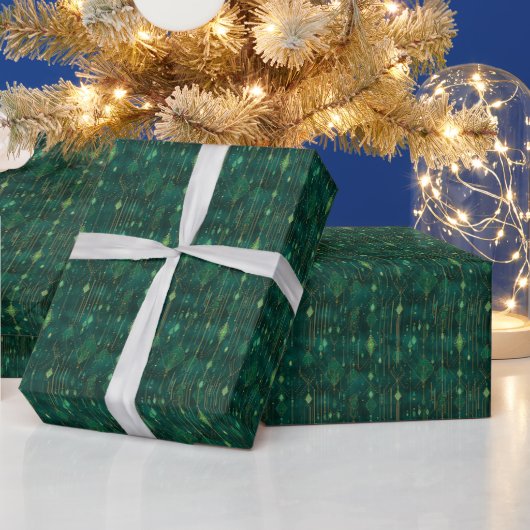 Geometrisch patroon | Smaragd Prisma Cadeaupapier (Feestdagen)