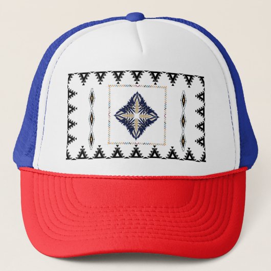Geometrisch patroon trucker pet (Voorkant)